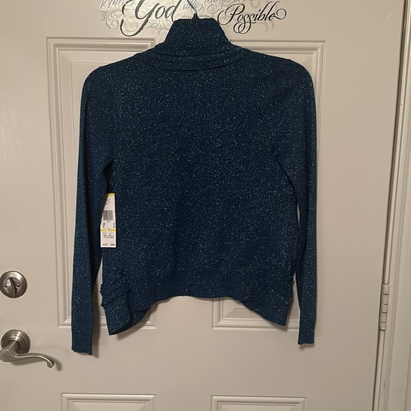 Anne Klein Blue pleated front cardigan / Size M / NWT / L-5 - Picture 6 of 10